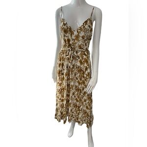 Embellished Gold and Floral Sleeveless Midi Sundress